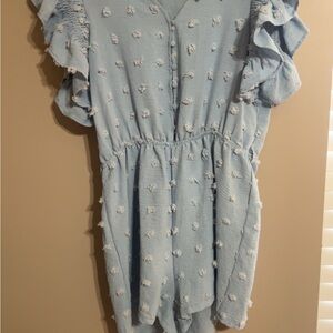 Light Blue Ruffle Sleeve romper